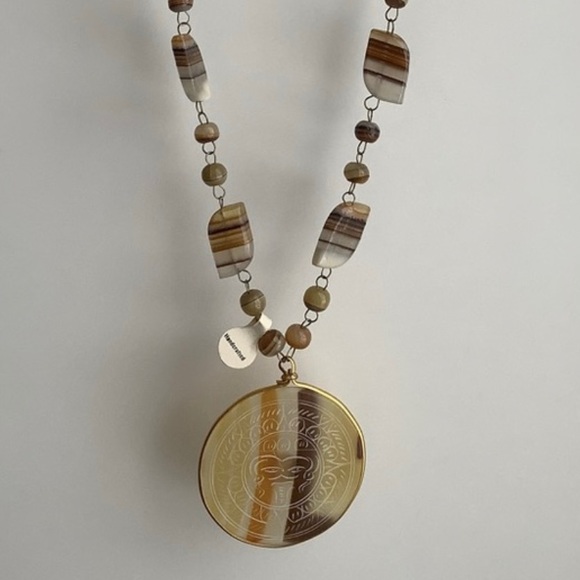 Vintage Genuine Onyx Handcrafted sundisk statement necklace - Picture 4 of 10